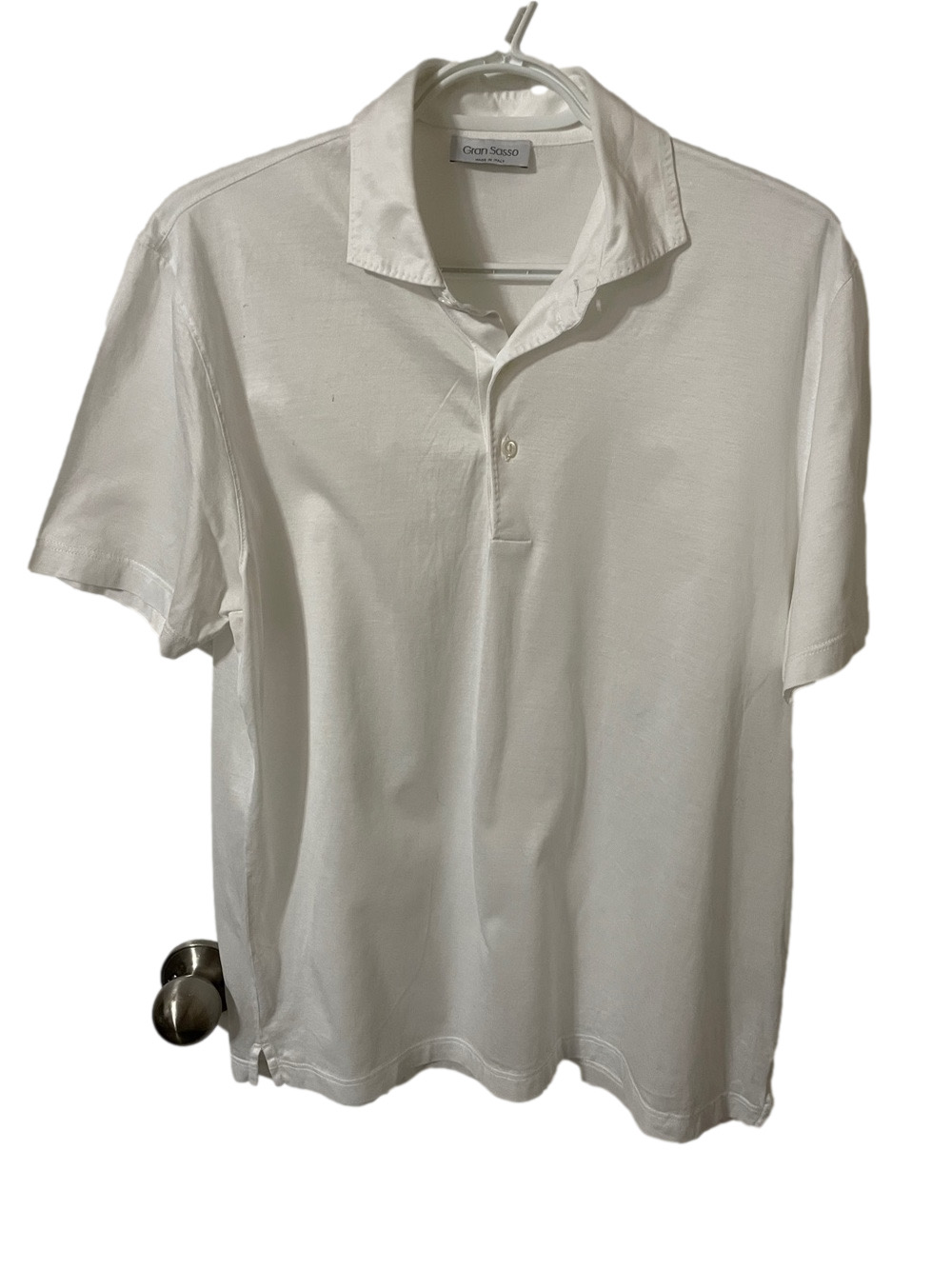 Gran Sasso Lightweight White Cotton Polo Size 52